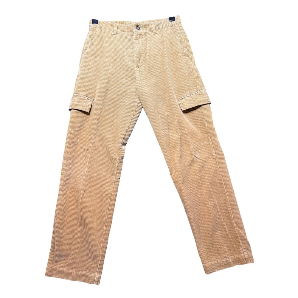 Zara Corduroy Cargo Pants Mens 30 Tan Excellent Wide Wale Straight Leg